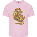 A Steampunk Snake Reptiles Mens Cotton T-Shirt Tee Top Light Pink