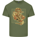 A Steampunk Snake Reptiles Mens Cotton T-Shirt Tee Top Military Green