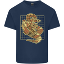 A Steampunk Snake Reptiles Mens Cotton T-Shirt Tee Top Navy Blue