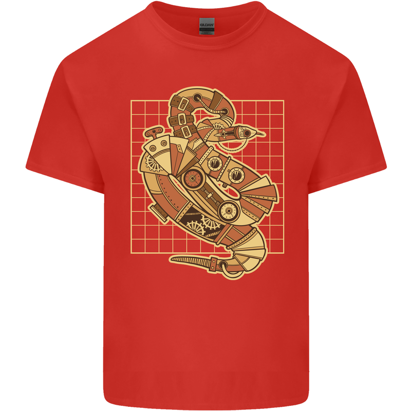 A Steampunk Snake Reptiles Mens Cotton T-Shirt Tee Top Red
