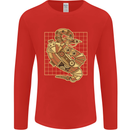 A Steampunk Snake Reptiles Mens Long Sleeve T-Shirt Red