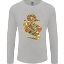A Steampunk Snake Reptiles Mens Long Sleeve T-Shirt Sports Grey