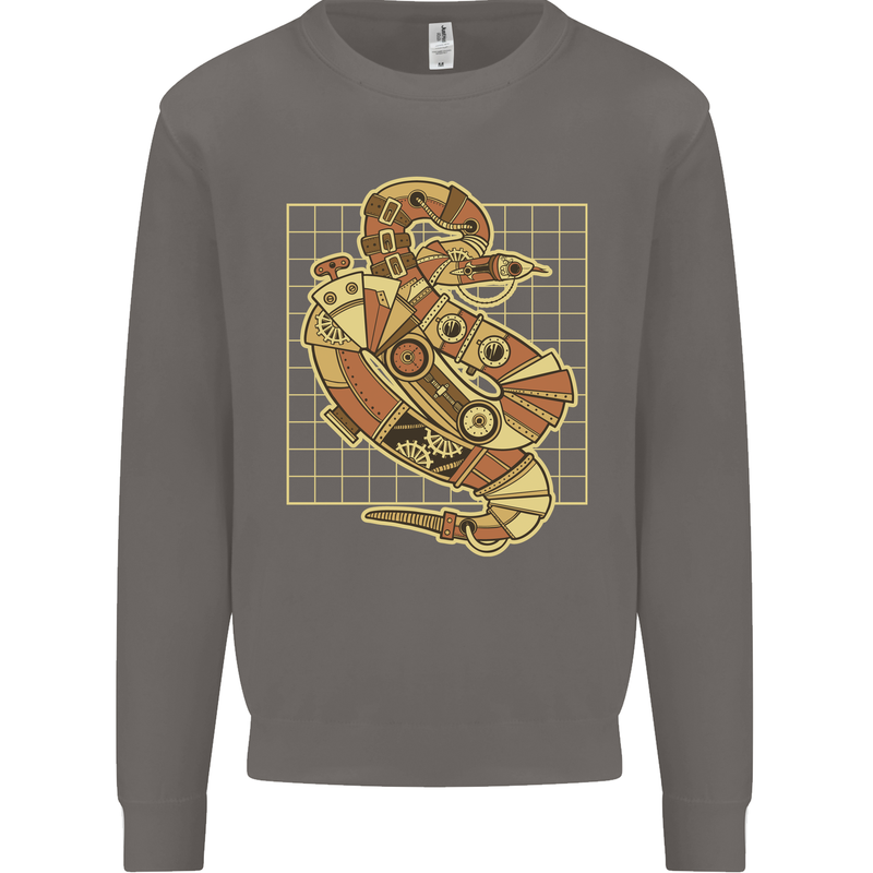 A Steampunk Snake Reptiles Mens Sweatshirt Jumper Charcoal