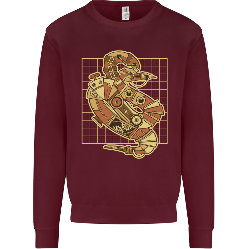 A Steampunk Snake Reptiles Mens Sweatshirt Jumper Maroon