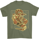 A Steampunk Snake Reptiles Mens T-Shirt 100% Cotton Military Green