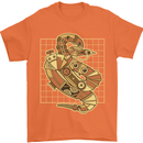 A Steampunk Snake Reptiles Mens T-Shirt 100% Cotton Orange