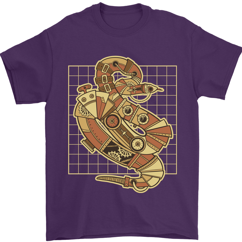 A Steampunk Snake Reptiles Mens T-Shirt 100% Cotton Purple