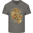A Steampunk Snake Reptiles Mens V-Neck Cotton T-Shirt Charcoal