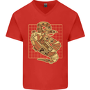 A Steampunk Snake Reptiles Mens V-Neck Cotton T-Shirt Red