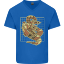 A Steampunk Snake Reptiles Mens V-Neck Cotton T-Shirt Royal Blue