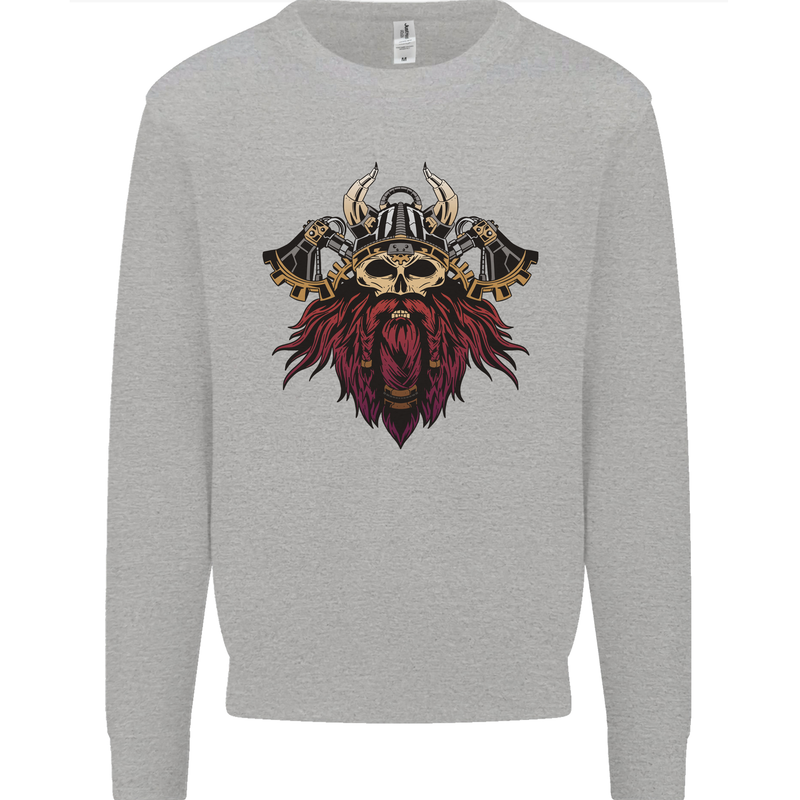 A Steampunk Viking Kids Sweatshirt Jumper Sports Grey