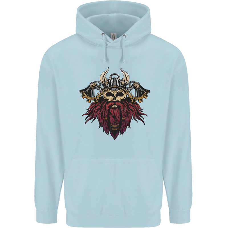 A Steampunk Viking Mens 80% Cotton Hoodie Light Blue