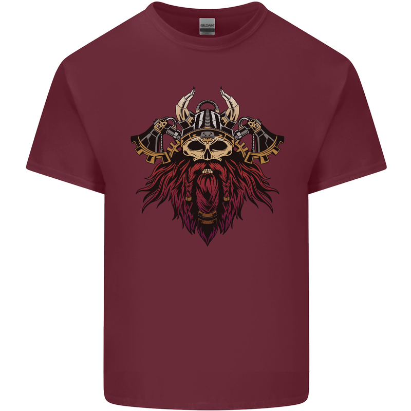 A Steampunk Viking Mens Cotton T-Shirt Tee Top Maroon