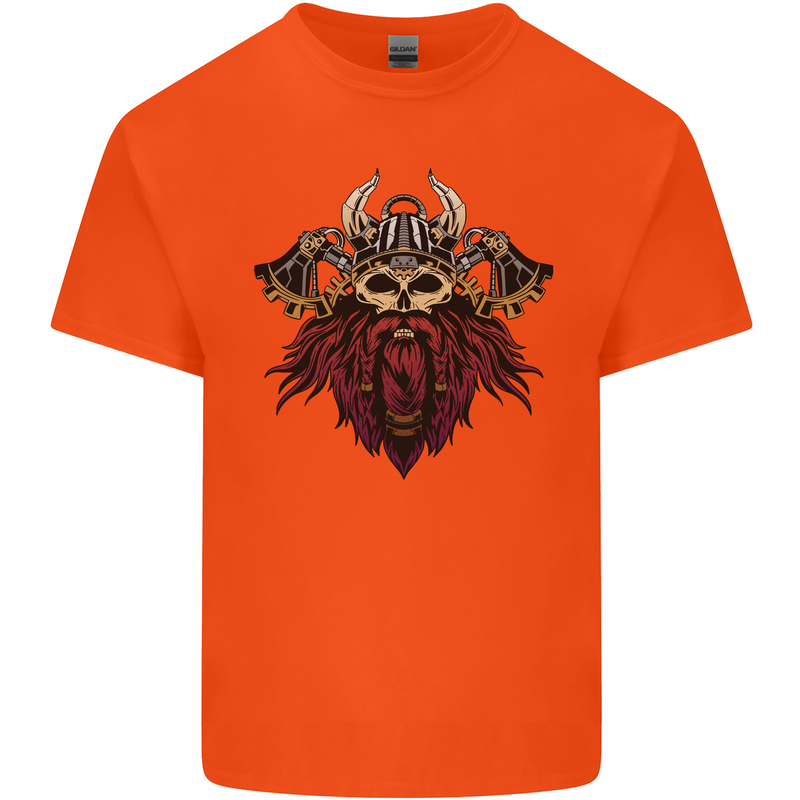 A Steampunk Viking Mens Cotton T-Shirt Tee Top Orange