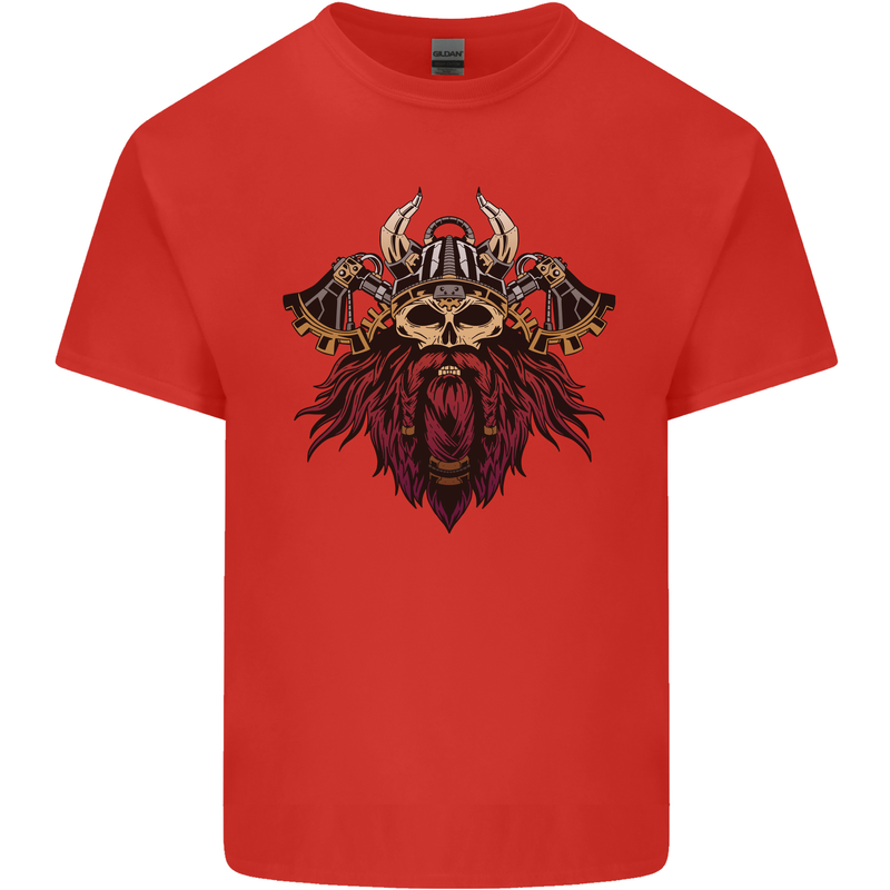A Steampunk Viking Mens Cotton T-Shirt Tee Top Red