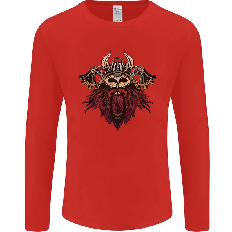 A Steampunk Viking Mens Long Sleeve T-Shirt Red