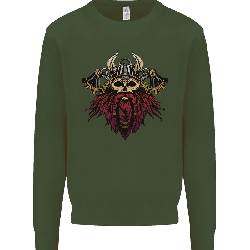 A Steampunk Viking Mens Sweatshirt Jumper Forest Green