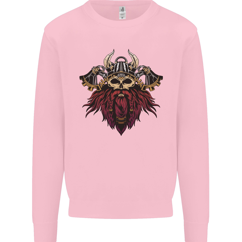 A Steampunk Viking Mens Sweatshirt Jumper Light Pink