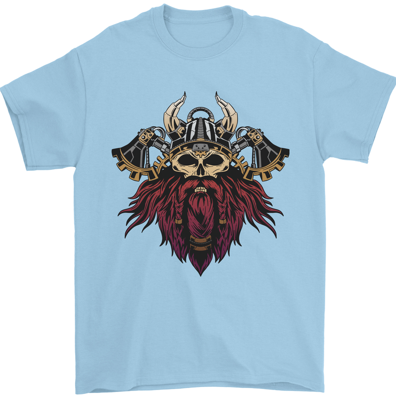 A Steampunk Viking Mens T-Shirt 100% Cotton Light Blue