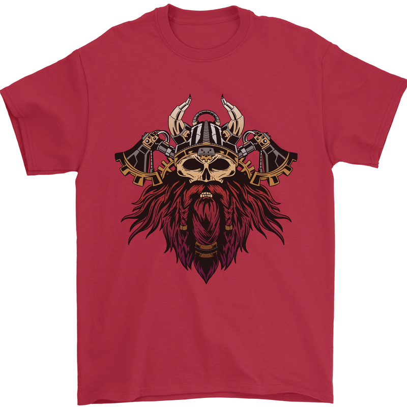 A Steampunk Viking Mens T-Shirt 100% Cotton Red