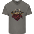 A Steampunk Viking Mens V-Neck Cotton T-Shirt Charcoal
