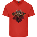 A Steampunk Viking Mens V-Neck Cotton T-Shirt Red