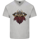 A Steampunk Viking Mens V-Neck Cotton T-Shirt Sports Grey