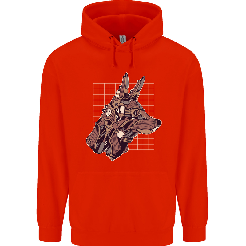 A Steampunk Wolf Childrens Kids Hoodie Bright Red