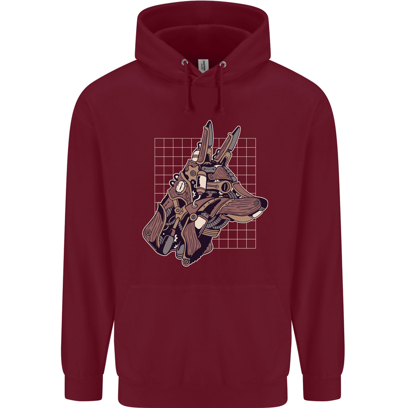 A Steampunk Wolf Childrens Kids Hoodie Maroon