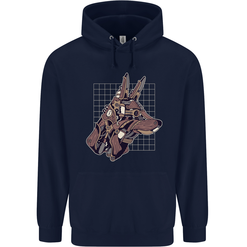 A Steampunk Wolf Childrens Kids Hoodie Navy Blue