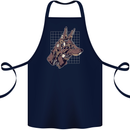 A Steampunk Wolf Cotton Apron 100% Organic Navy Blue