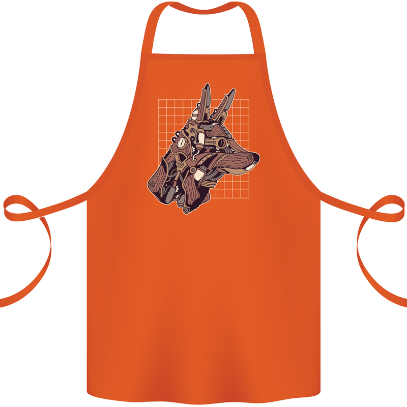 A Steampunk Wolf Cotton Apron 100% Organic Orange