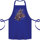 A Steampunk Wolf Cotton Apron 100% Organic Royal Blue
