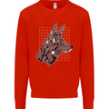 A Steampunk Wolf Kids Sweatshirt Jumper Bright Red