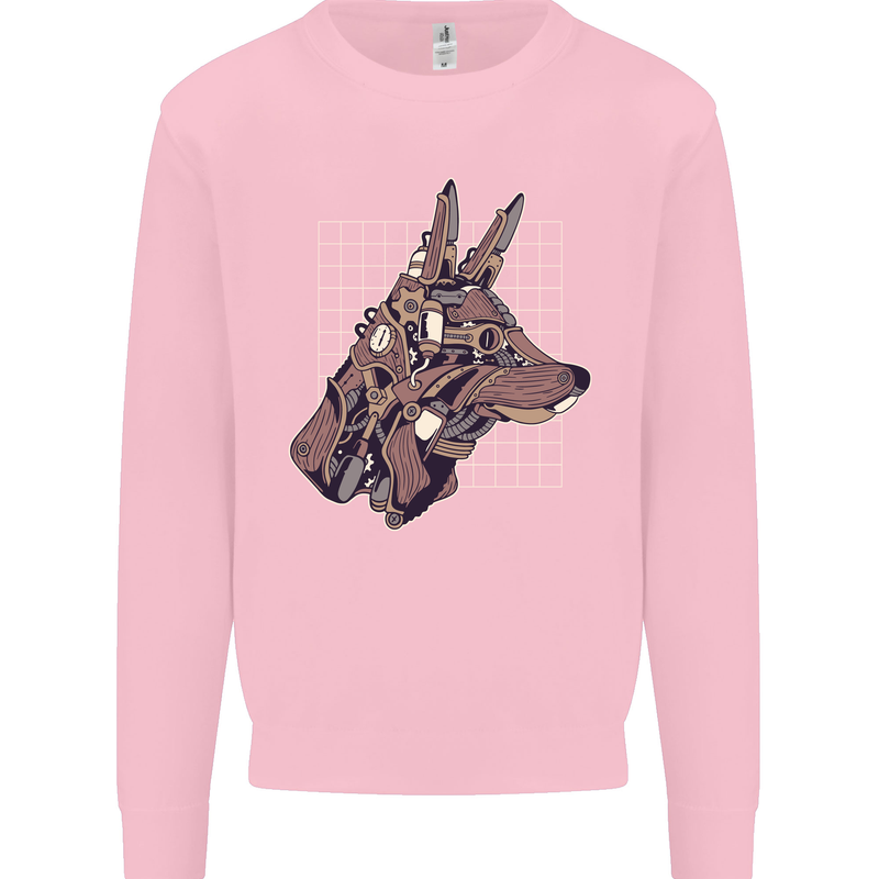 A Steampunk Wolf Kids Sweatshirt Jumper Light Pink