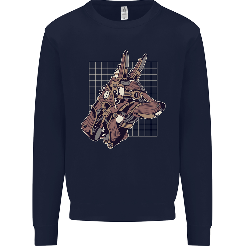 A Steampunk Wolf Kids Sweatshirt Jumper Navy Blue