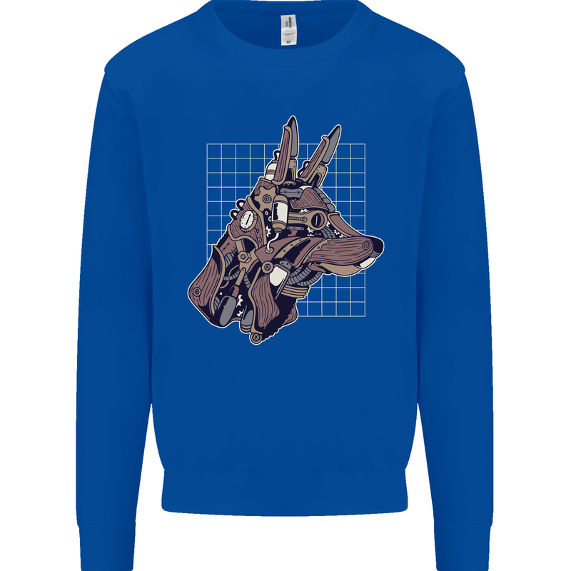 A Steampunk Wolf Kids Sweatshirt Jumper Royal Blue