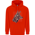 A Steampunk Wolf Mens 80% Cotton Hoodie Bright Red