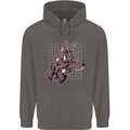 A Steampunk Wolf Mens 80% Cotton Hoodie Charcoal