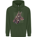 A Steampunk Wolf Mens 80% Cotton Hoodie Forest Green