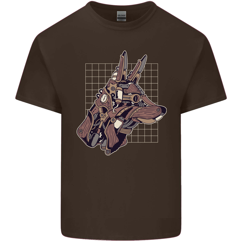 A Steampunk Wolf Mens Cotton T-Shirt Tee Top Dark Chocolate