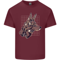 A Steampunk Wolf Mens Cotton T-Shirt Tee Top Maroon