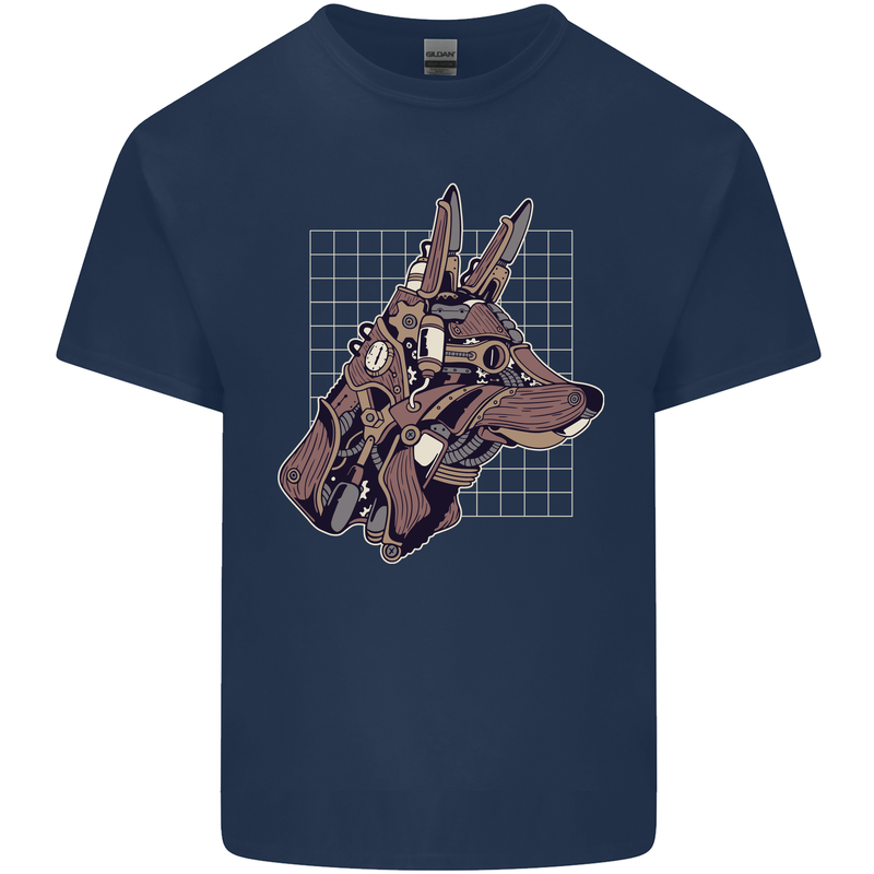 A Steampunk Wolf Mens Cotton T-Shirt Tee Top Navy Blue