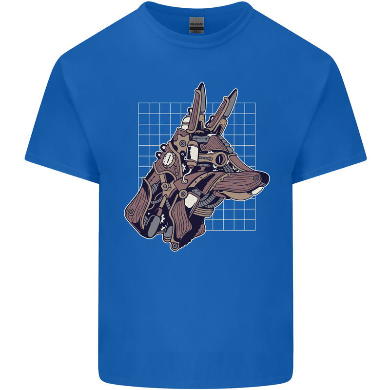 A Steampunk Wolf Mens Cotton T-Shirt Tee Top Royal Blue
