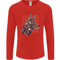 A Steampunk Wolf Mens Long Sleeve T-Shirt Red