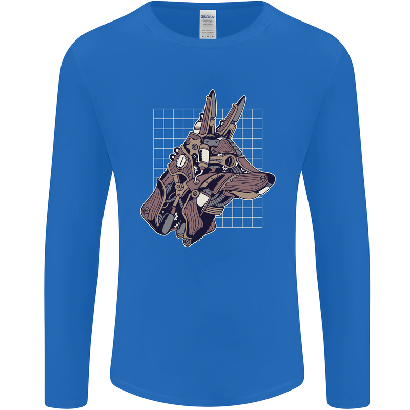 A Steampunk Wolf Mens Long Sleeve T-Shirt Royal Blue