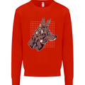 A Steampunk Wolf Mens Sweatshirt Jumper Bright Red