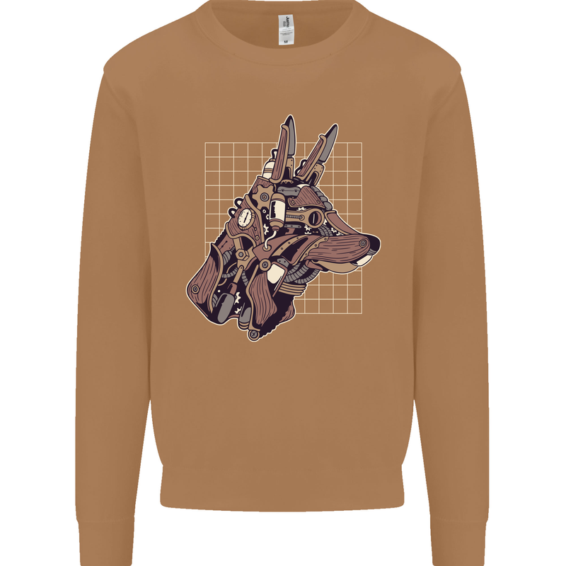 A Steampunk Wolf Mens Sweatshirt Jumper Caramel Latte