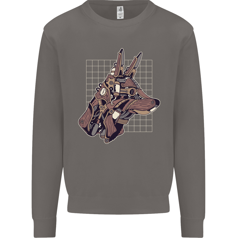 A Steampunk Wolf Mens Sweatshirt Jumper Charcoal