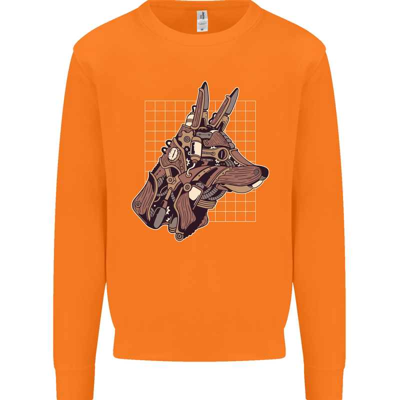 A Steampunk Wolf Mens Sweatshirt Jumper Orange